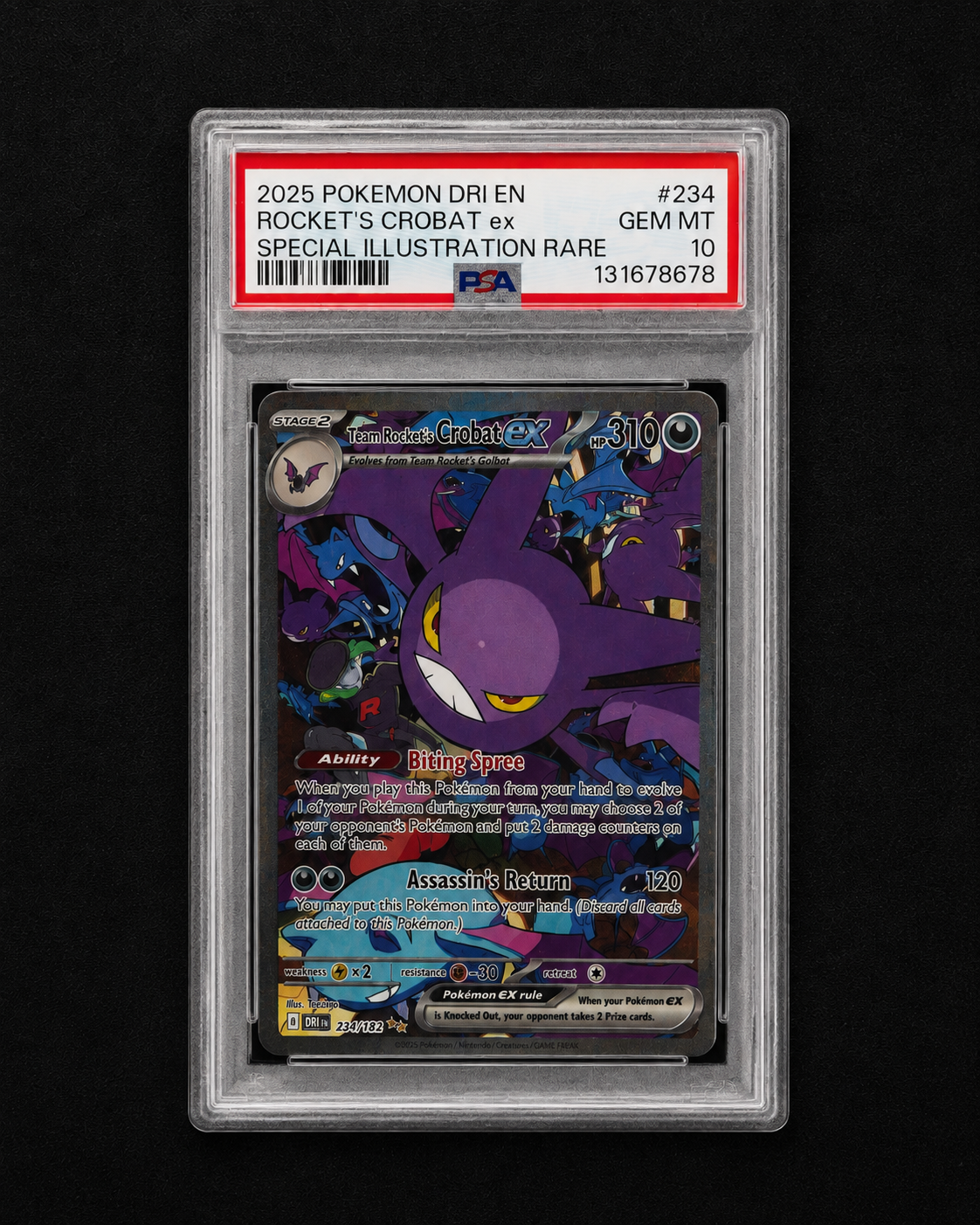 2025 Pokémon Team Rocket’s Crobat ex #234 – Special Illustration Rare – PSA 10 GEM MINT