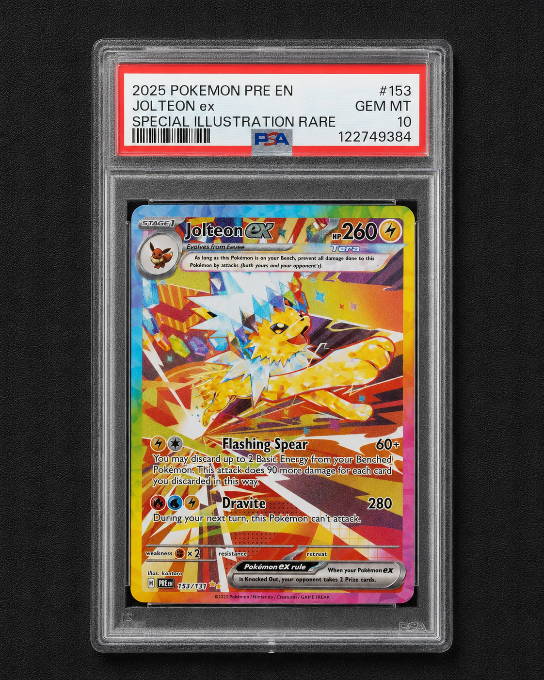 2025 Pokémon Jolteon ex 153/131 Prismatic Evolutions SIR PSA 10 GEM MINT